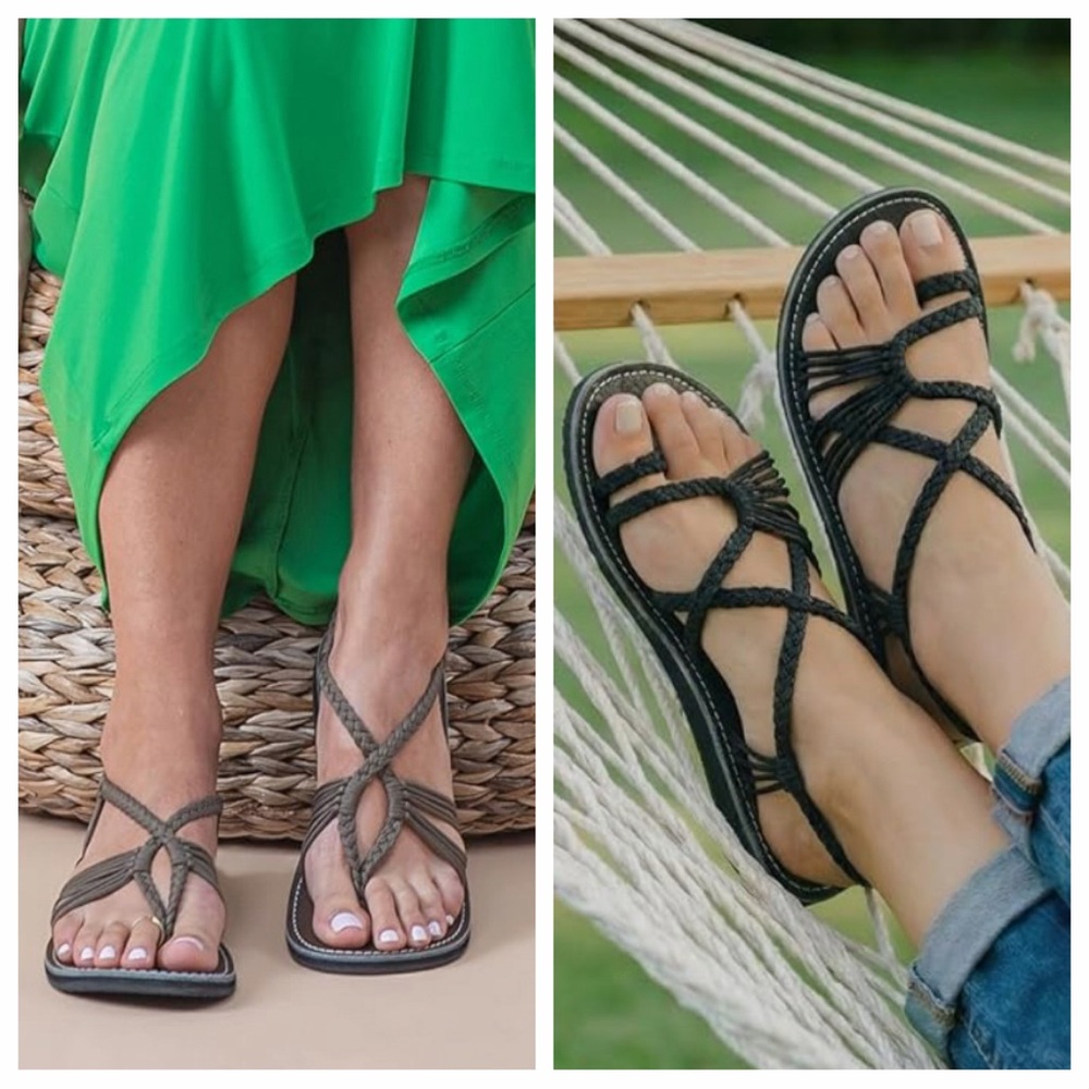 NWOT Bundle of 2 Plaka “Seashell” & “Palm Leaf” sandals - 8